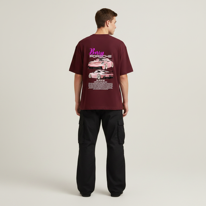 S1 - Model standing arms down with Berry Porsche back print