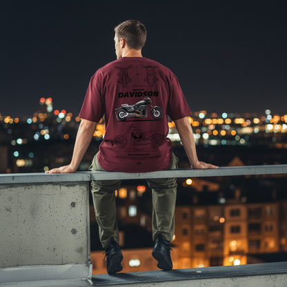 Maroon Harley Men Back Pose 6