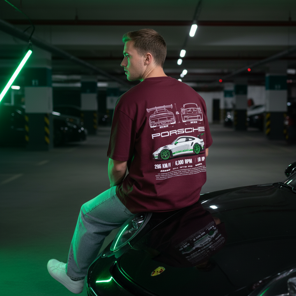 Maroon Porsche Back Pose 1