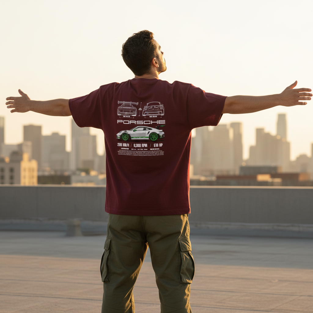 Maroon Porsche Back Pose 2