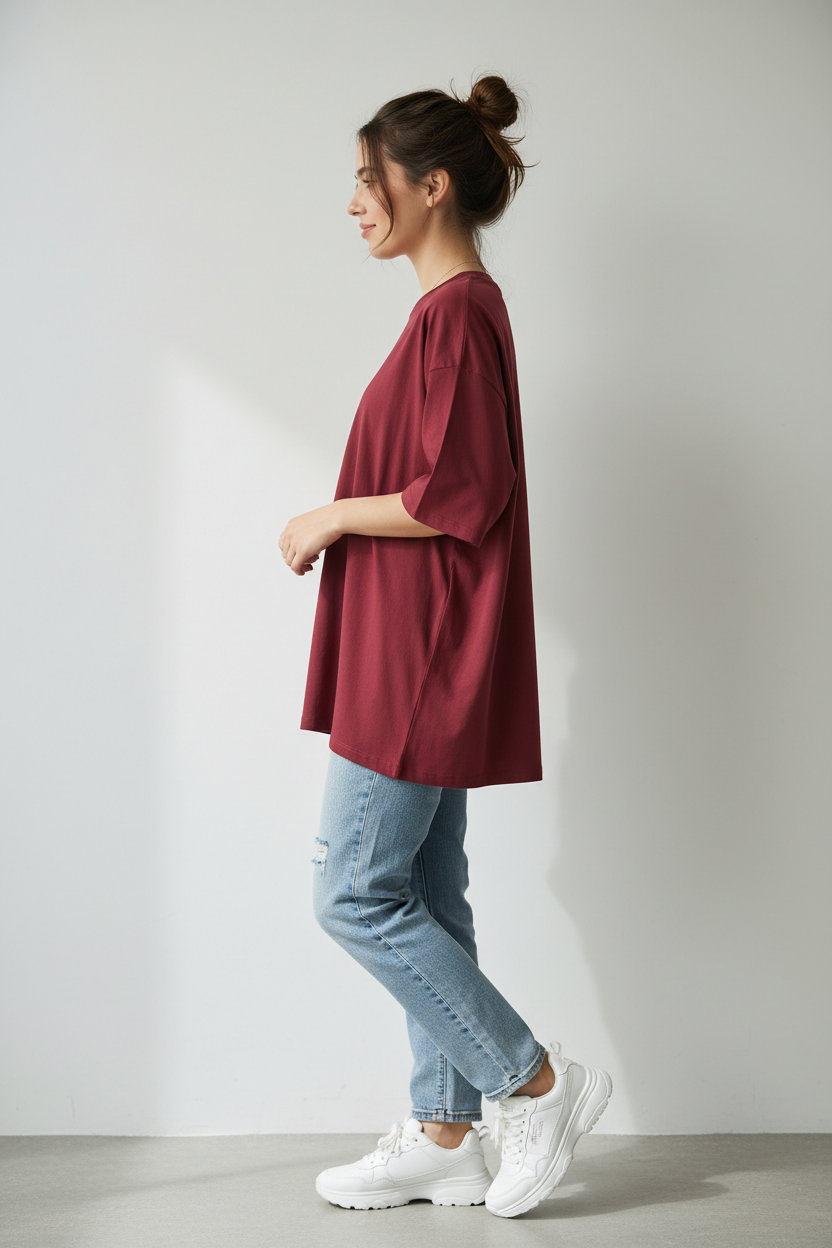Maroon T-Shirt Side Wear