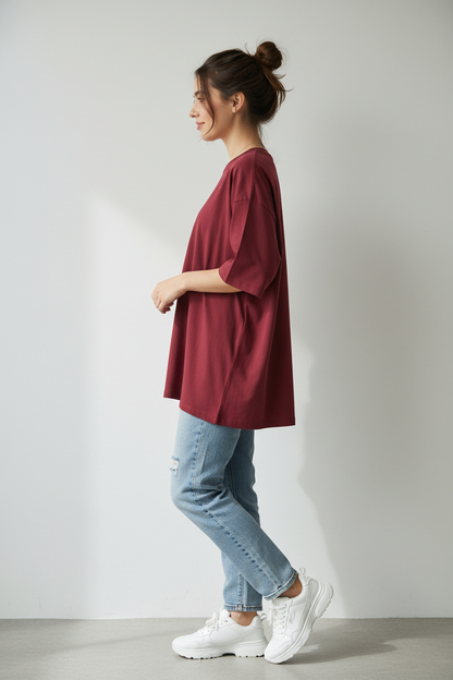Maroon T-Shirt Side Wear