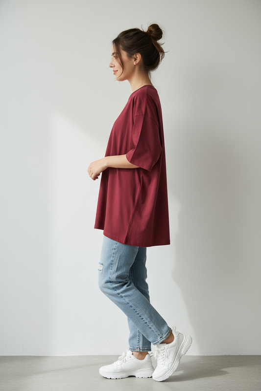 Maroon T-Shirt Side Wear