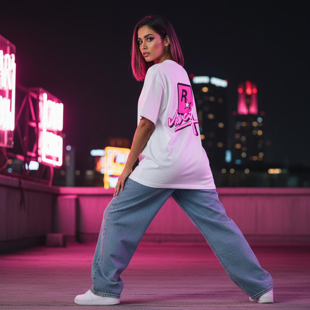 Vice City - Blue Denim Pants Rooftop